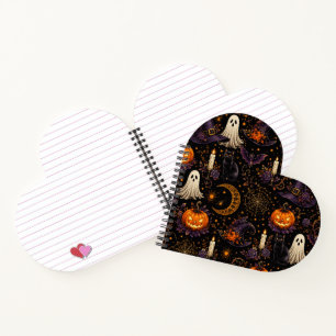 Spooky Halloween Night Pumpkin & Ghost Art Heart Notebook