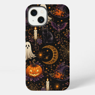 Spooky Halloween Night Pumpkin & Ghost Pattern Art iPhone 13 Case