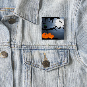 Spooky Halloween Night Scene 15 Cm Square Badge