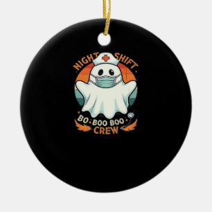 Spooky Halloween Nurse Funny Ghost Costume Boo Boo Ceramic Ornament