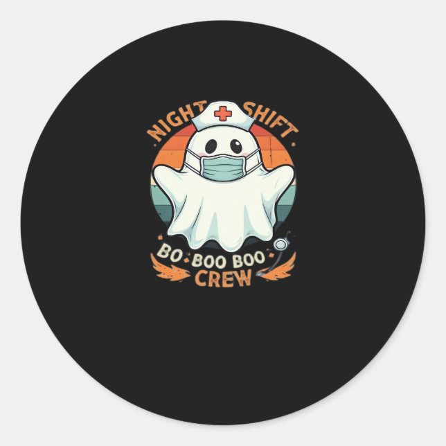 Spooky Halloween Nurse Funny Ghost Costume Boo Boo Classic Round Sticker (Front)