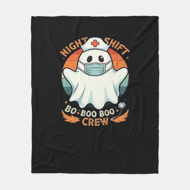 Spooky Halloween Nurse Funny Ghost Costume Boo Boo Fleece Blanket (Front)