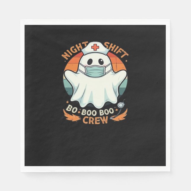 Spooky Halloween Nurse Funny Ghost Costume Boo Boo Napkin (Front)
