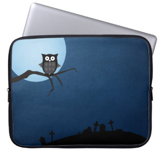 Spooky halloween owl laptop sleeve