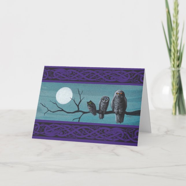 Spooky Halloween Owls Card (Front)
