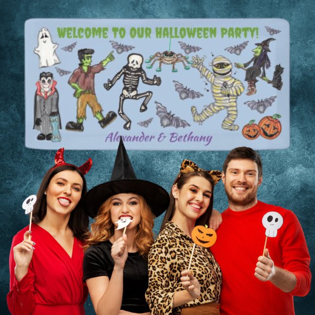 Spooky Halloween Party Banner (Customise this cool Halloween party banner to welcome your guests in style!)
