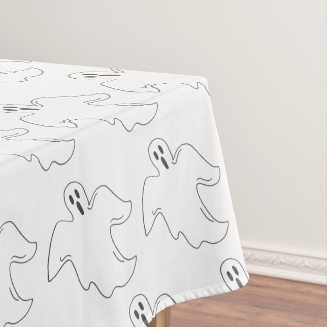 Spooky Halloween Party Ghost Print Decor Tablecloth (In Situ)