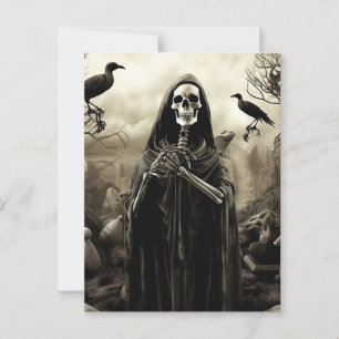 Spooky Halloween Party Gothic Skeleton Graveyard Postcard