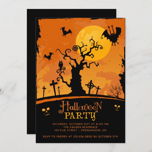 Spooky Halloween Party Invitation (Front/Back)