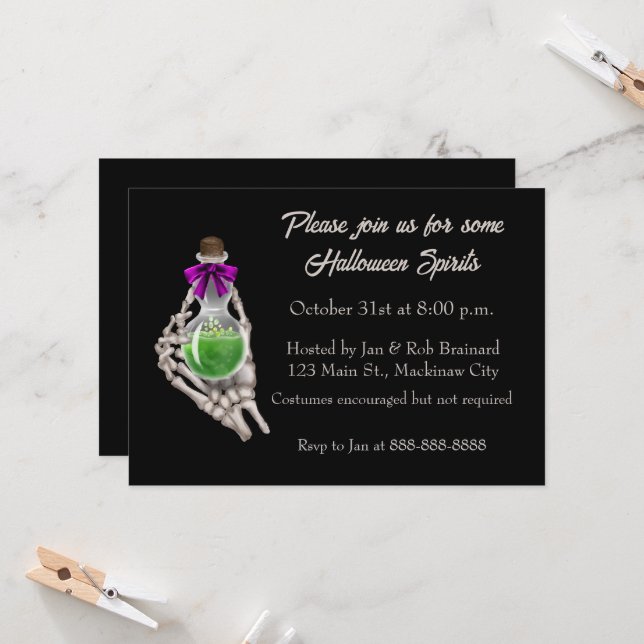 Spooky Halloween Party Invitation (Front/Back In Situ)