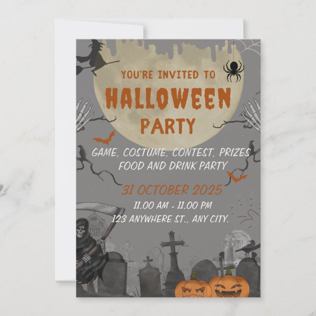 Spooky Halloween Party Invitation Card (Front)