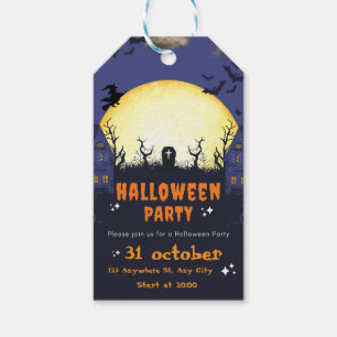 Spooky Halloween Party Invitation Card Gift Tags