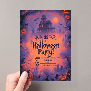 Spooky Halloween Party Invitation with Pumpkins