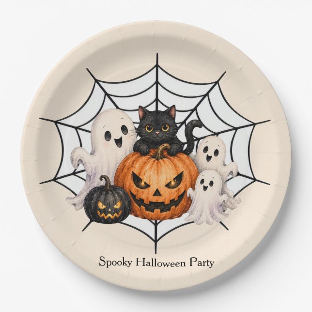 Spooky Halloween Party Paper Plate (Front)