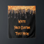 Spooky Halloween Party Photo Booth Backdrop Prop Tapestry<br><div class="desc">orange and black glitter sparkle,  personalised halloween party photo prop,  drip halloween party glitter backdrop,  photo booth banner tapestry prop,  halloween birthday party back drop,  custom fall anniversary party backdrop,  custom halloween party backdrop,  scary adult halloween birthday party,  halloween party back drop background,  black and orange birthday party</div>