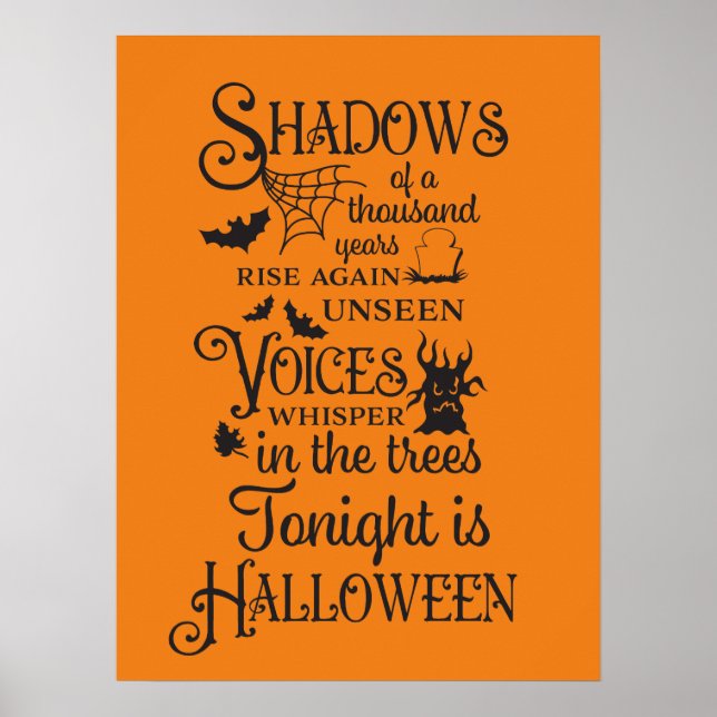 spooky Halloween party poem Poster (Front)