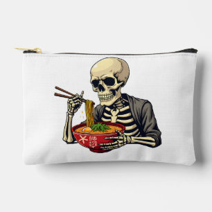Spooky Halloween Pastel Skeleton Eating Ramen Accessory Pouch