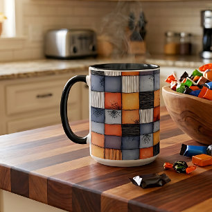 Spooky Halloween Patchwork Two-Tone Coffee Mug