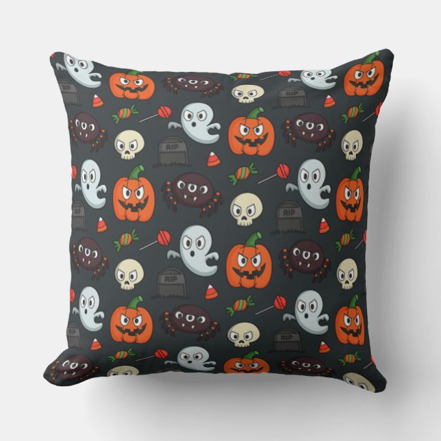 Spooky Halloween Pattern Cushion (Front)
