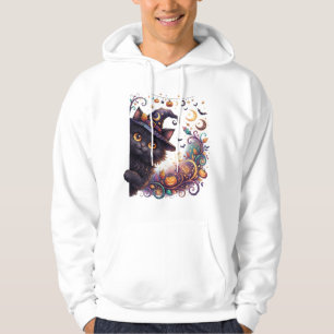 Spooky Halloween, Peeking Black Cat Hoodie