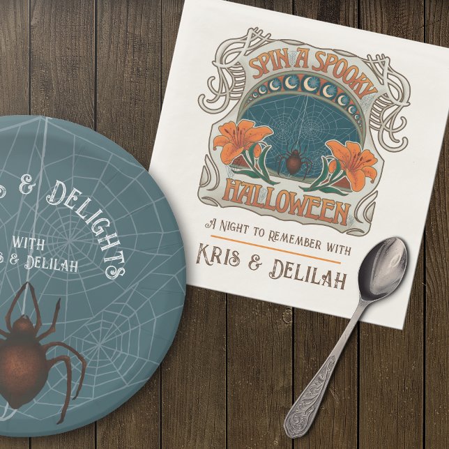 Spooky Halloween, Personalised Napkin (Spooky Halloween, Personalized Napkins-Shown with Matching Paper Plates from the Same Collection.)