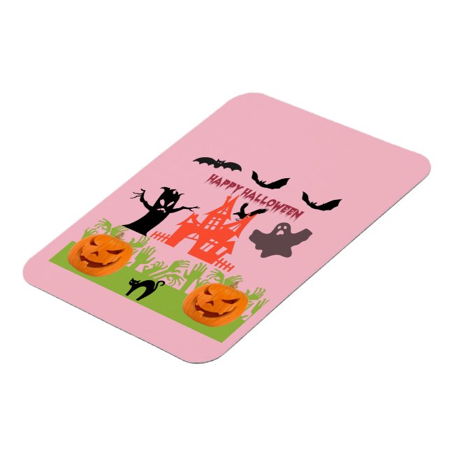 Spooky Halloween Pink Glow Magnet (Left Side)