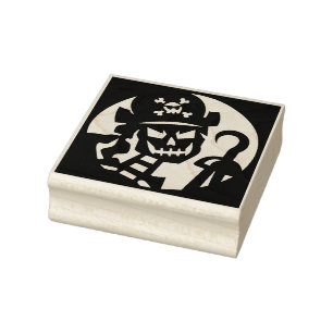 Spooky Halloween Pirate Skeleton Rubber Art Stamp