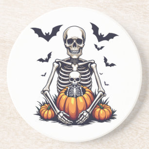 Spooky Halloween Pregnant Skeleton Pregnancy  Coaster