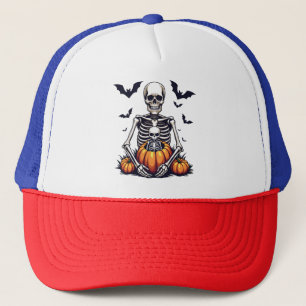 Spooky Halloween Pregnant Skeleton Pregnancy  Trucker Hat
