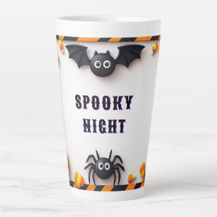 Spooky Halloween Pumpkin Border 🕷️ Latte Mug