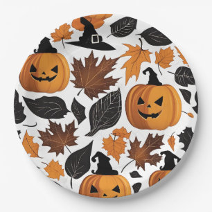 Spooky Halloween Pumpkin Carvings Paper Plates