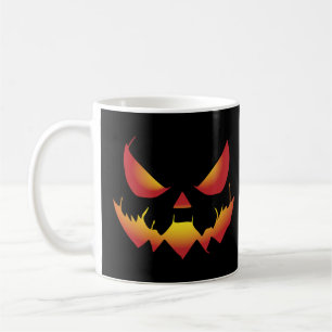 Spooky Halloween pumpkin demon face on fire Coffee Mug