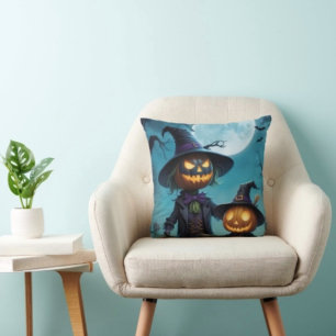 Spooky Halloween Pumpkin Duo Cushion