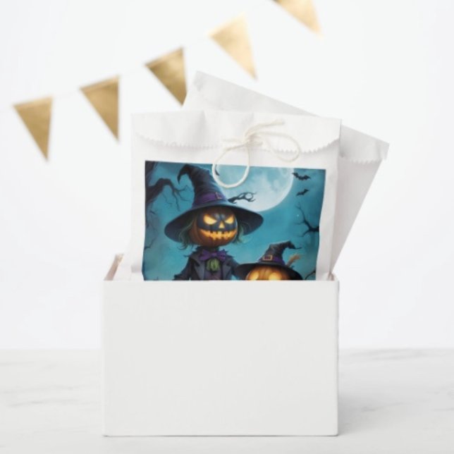 Spooky Halloween Pumpkin Duo Favour Bag (Favor Bag Dimensions: 5.75”x8” sold in sets of 50. 
)