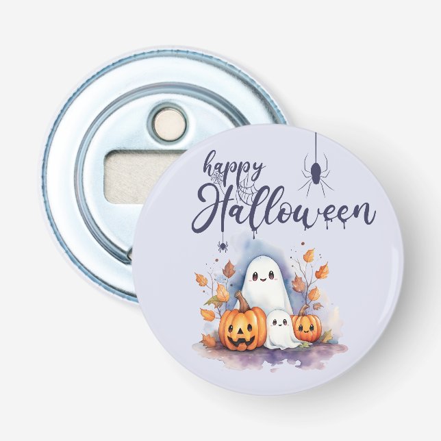 Spooky Halloween Pumpkin Ghost Bottle Opener (Front)