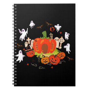 Spooky Halloween Pumpkin Graveyard Scene Notebook