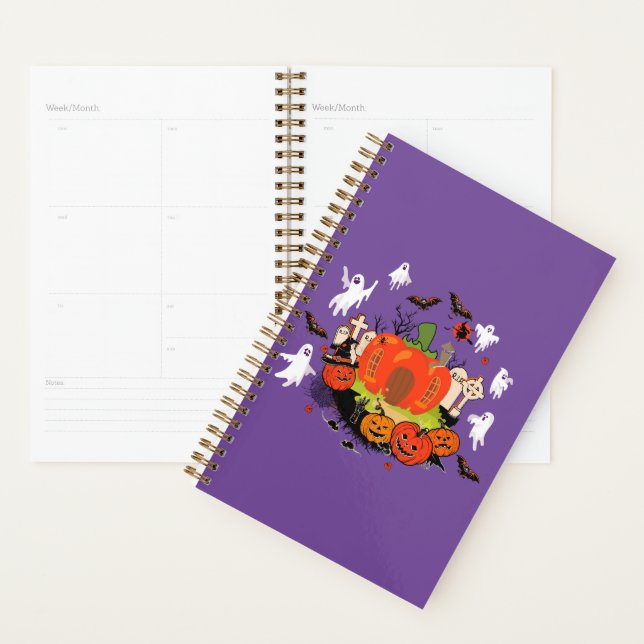 Spooky Halloween Pumpkin Graveyard Scene Planner (Display)