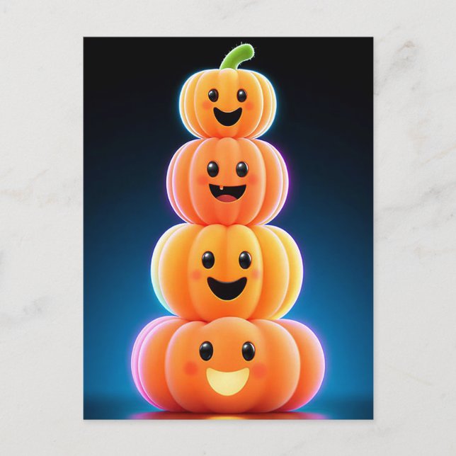 Spooky Halloween Pumpkin Greeting Postcard (Front)