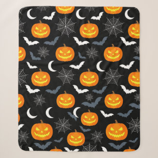 Spooky Halloween Pumpkin Pattern Fleece Throw