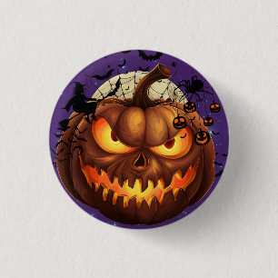 Spooky Halloween Pumpkin Round Badge