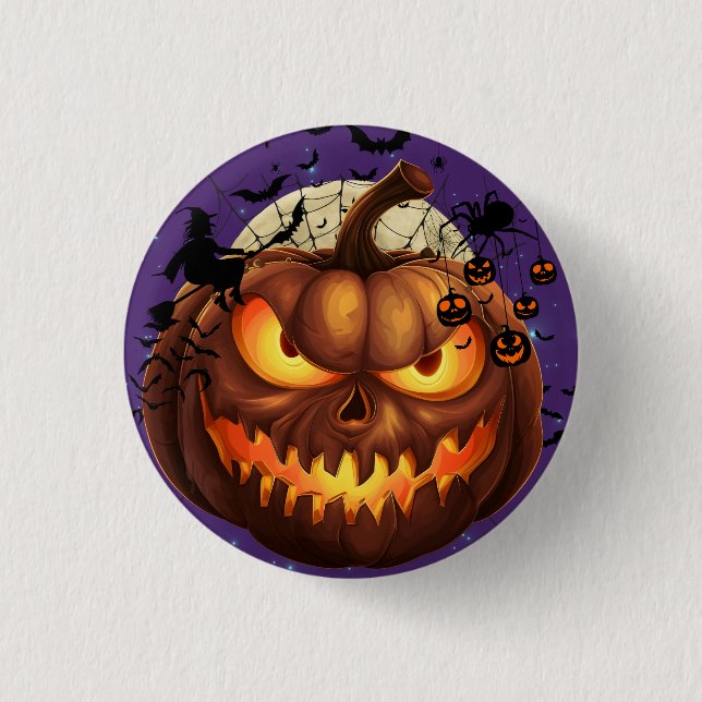 Spooky Halloween Pumpkin Round Badge (Front)