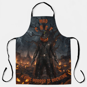Spooky Halloween Pumpkin Sheriff Cowboy Lightning Apron