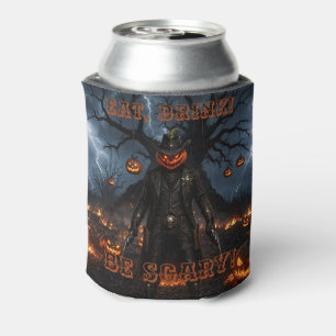 Spooky Halloween Pumpkin Sheriff Cowboy Lightning Can Cooler