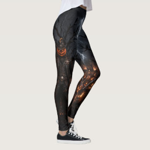 Spooky Halloween Pumpkin Sheriff Cowboy Lightning Leggings