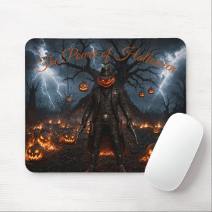 Spooky Halloween Pumpkin Sheriff Cowboy Lightning Mouse Pad