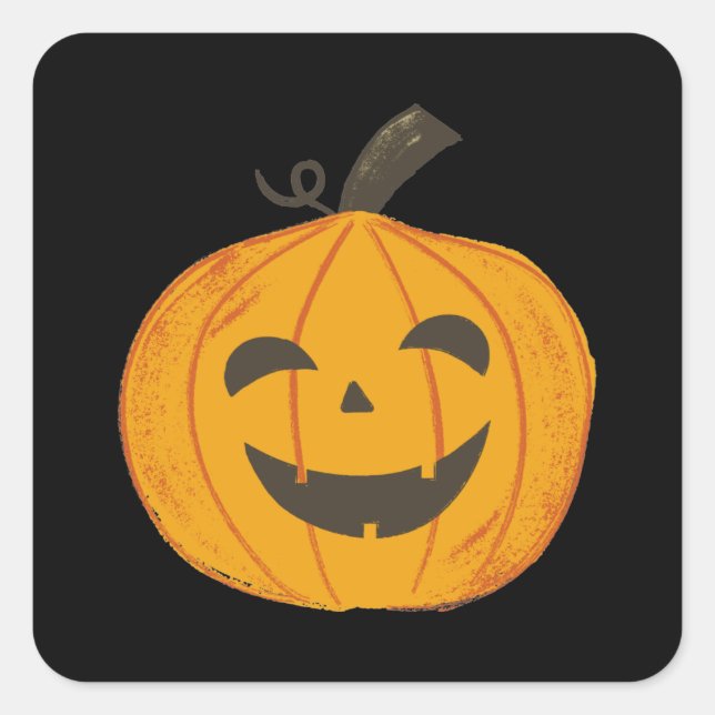 Spooky Halloween Pumpkin Square Sticker (Front)