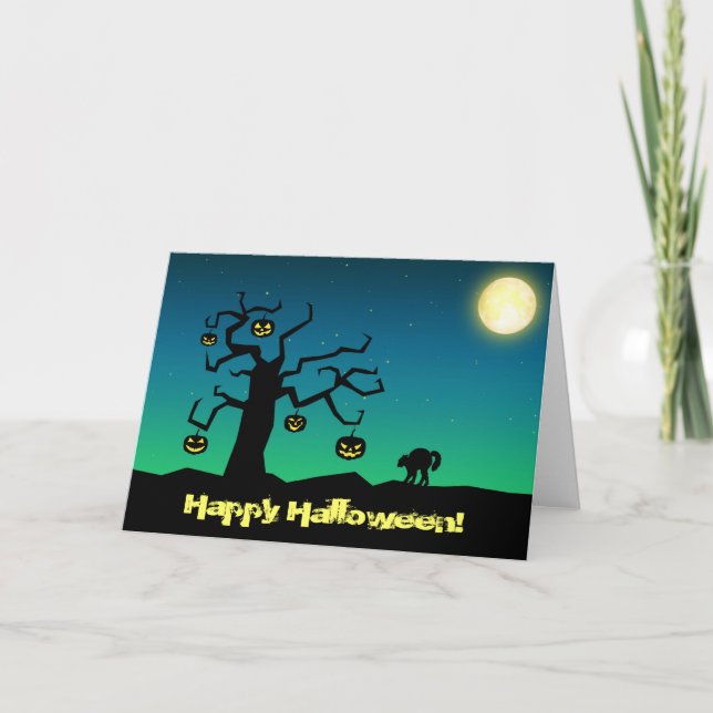 Spooky Halloween Pumpkin Tree - Greeting Card (Front)
