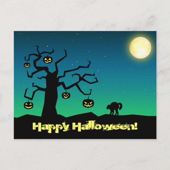 Spooky Halloween Pumpkin Tree - Postcard (Front)