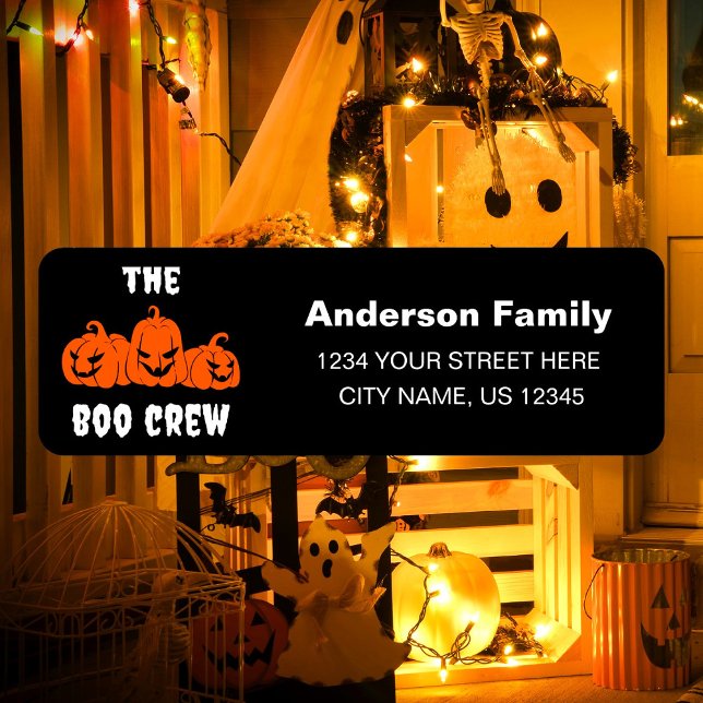 Spooky Halloween Pumpkins Boo Crew Return Address Label (Creator Uploaded)