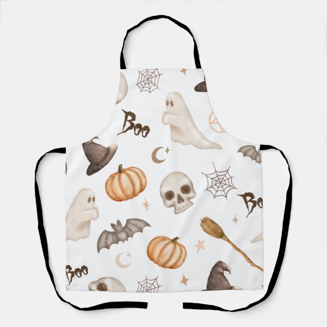 Spooky Halloween Pumpkins & Ghosts Apron (Front)